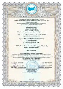 Сертификат ИСО 9001 (англ)